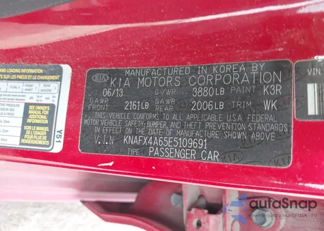 2014 Kia Forte Lx from USA, damaged, VIN KNAFX4A65E5109691